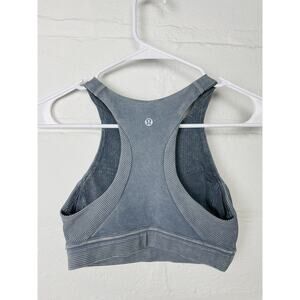 Lululemon Light Blue High Neck Racerback Longline Ribbed Hem Sports Bra Size 4